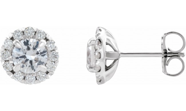 14K White Sapphire & 1/5 CTW Diamond Earrings