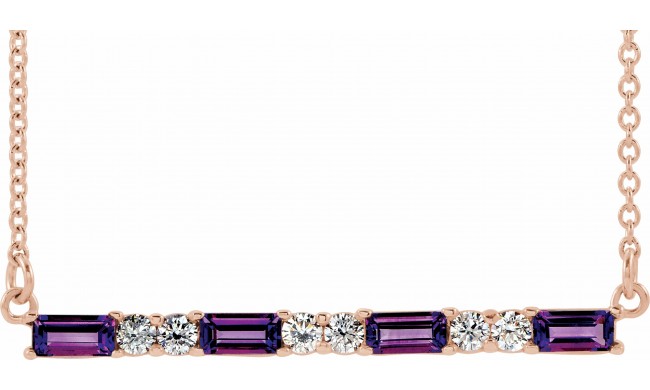 14K Rose Amethyst & 1/5 CTW Diamond Bar 16-18 Necklace