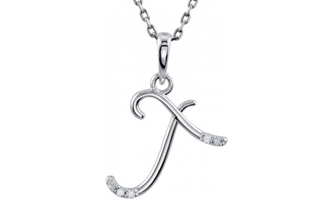 14K White .025 CTW Diamond Initial T 18 Necklace