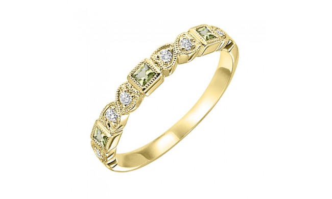 Gems One 10Kt Yellow Gold Diamond (1/12Ctw) & Peridot (1/6 Ctw) Ring