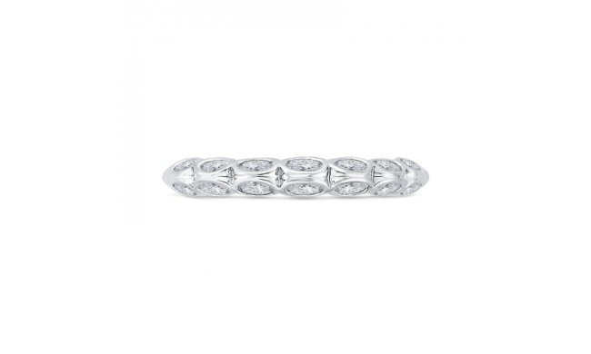 Shah Luxury 14K White Gold Bezel Set Double Row Diamond Wedding Band