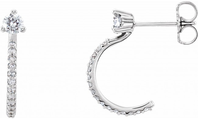 14K White 1/3 CTW Diamond Hoop Earrings