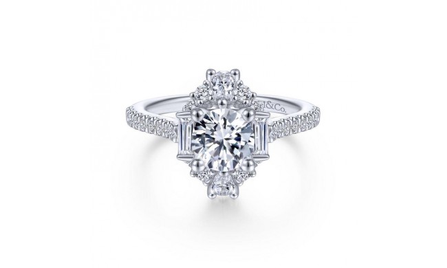 Gabriel & Co. 14k White Gold Art Deco Halo Engagement Ring