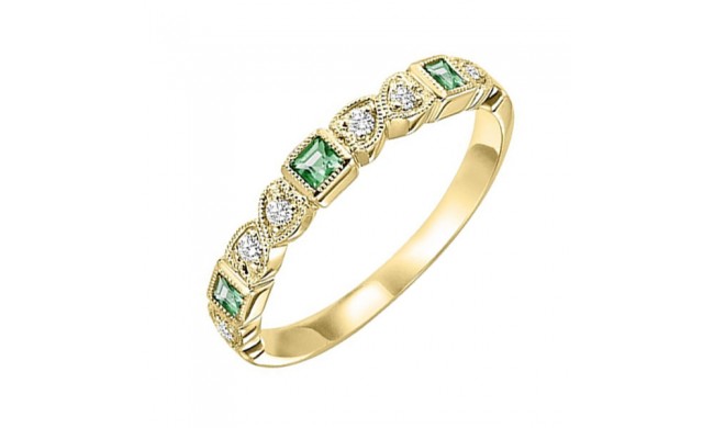 Gems One 14Kt Yellow Gold Diamond (1/10Ctw) & Emerald (1/6 Ctw) Ring