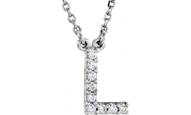 14K White Initial L .08 CTW Diamond 16 Necklace