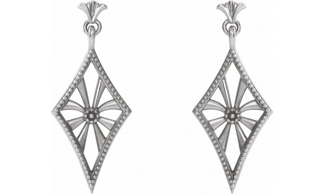 14K White Vintage-Inspired Dangle Earrings