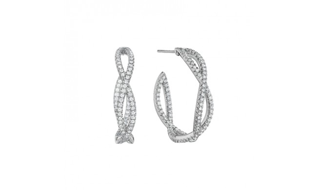Henri Daussi 14k White Gold Diamond Hoop Earrings