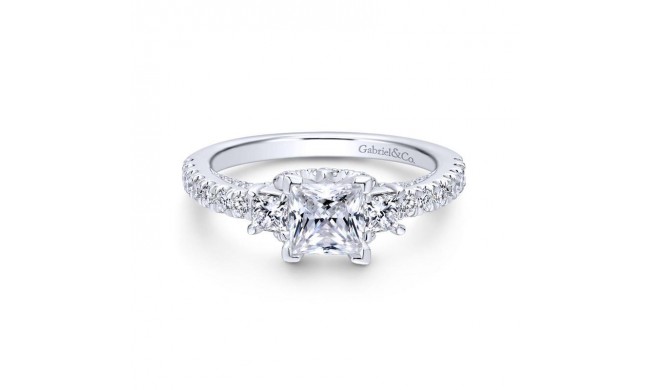 Gabriel & Co. 14k White Gold Entwined 3 Stone Engagement Ring