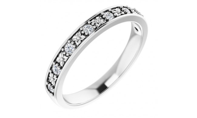 14K White 1/6 CTW Diamond Floral Anniversary Band