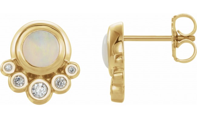14K Yellow Opal & 1/8 CTW Diamond Earrings