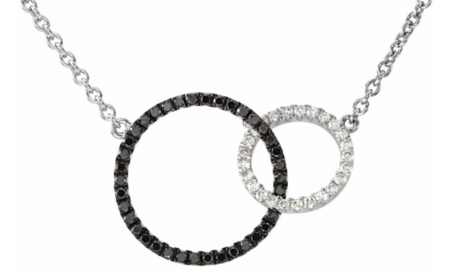 14K White 1/3 CTW Black & White Diamond Circle 18 Necklace