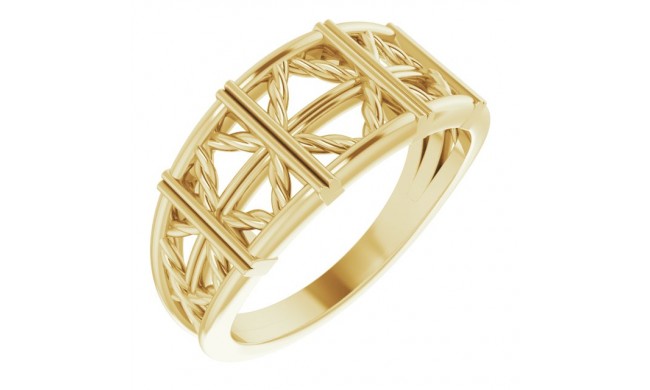 14K Yellow Stackable Lattice Ring