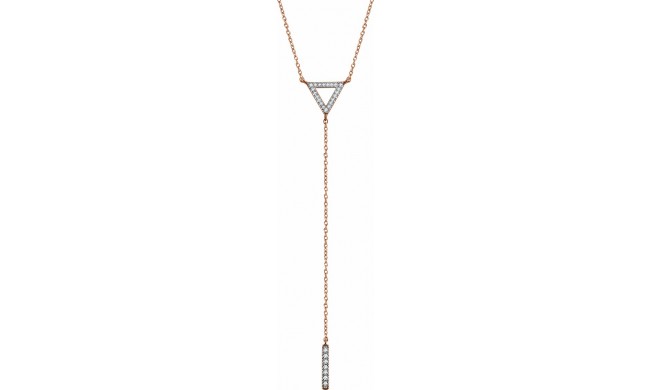 14K Rose 1/6 CTW Diamond Triangle & Bar Y 16-18 Necklace
