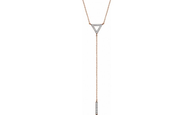 14K Rose 1/6 CTW Diamond Triangle & Bar Y 16-18 Necklace