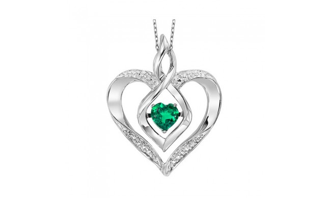 Gems One Silver Diamond (1/50 Ctw) & Created-Emerald (1/4 Ctw) Pendant
