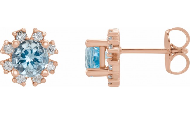14K Rose Aquamarine & 1/2 CTW Diamond Earrings