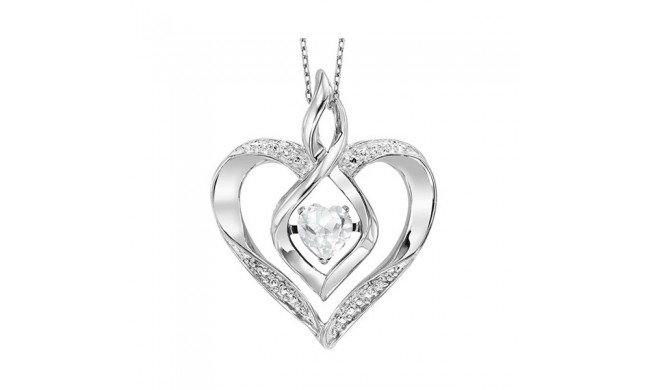 Gems One Silver Diamond (1/50 Ctw) & Created White Topaz (1/4 Ctw) Pendant