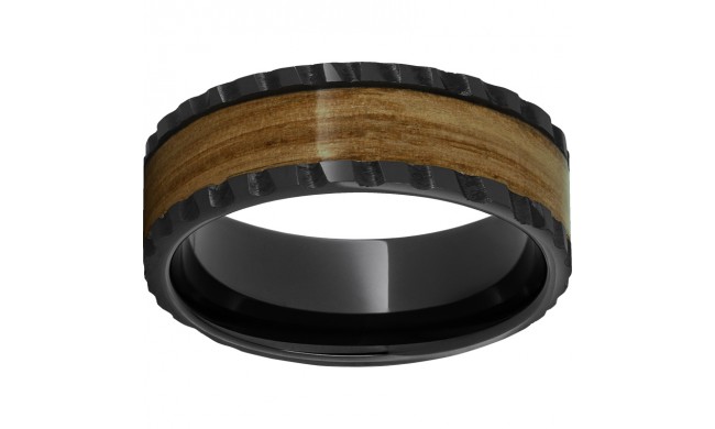 Black Diamond Ceramic Pipe Cut Band with Single Malt Barrel Aged Inlay and Notched Edge