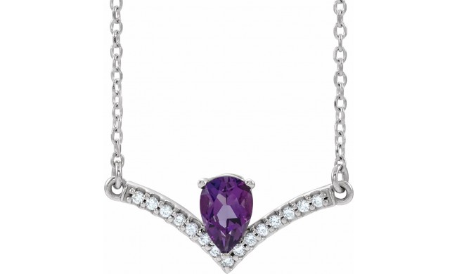 14K White Amethyst & .06 CTW Diamond 18 Necklace