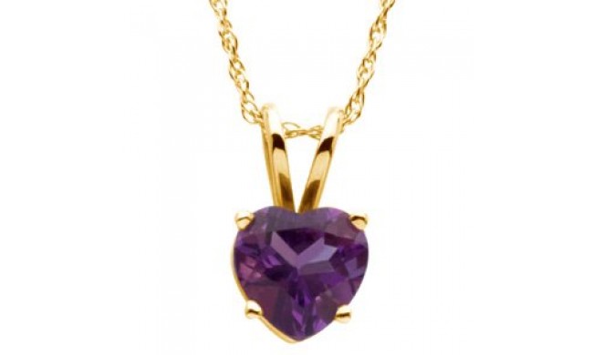 14K Yellow 6x6 mm Heart Amethyst Solitaire 18 Necklace