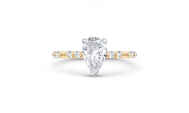 Shah Luxury 14K Two-Tone Gold Pear Cut Diamond Solitaire Plus Engagement Ring (Semi-Mount)