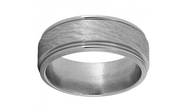 Titanium Rounded Edge Band with Bark Hand Finish