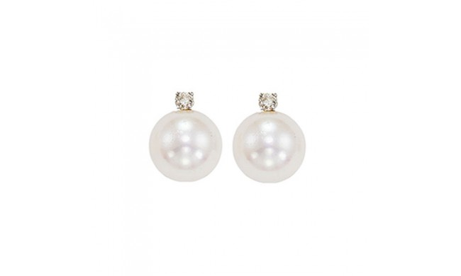 Gems One 14Kt White Gold Diamond (1/20Ctw) & Pearl (1 Ctw) Earring