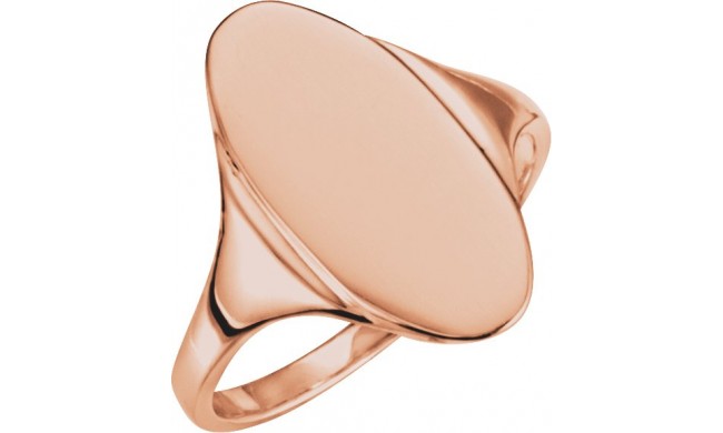 14K Rose 16.4x8.5 mm Oval Signet Ring