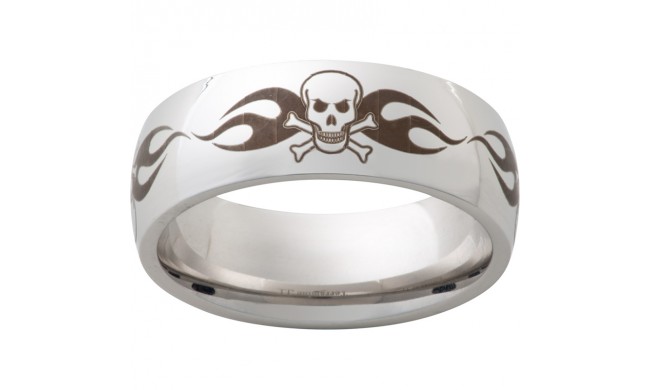 Serinium Domed Band with Skull Laser Engraving