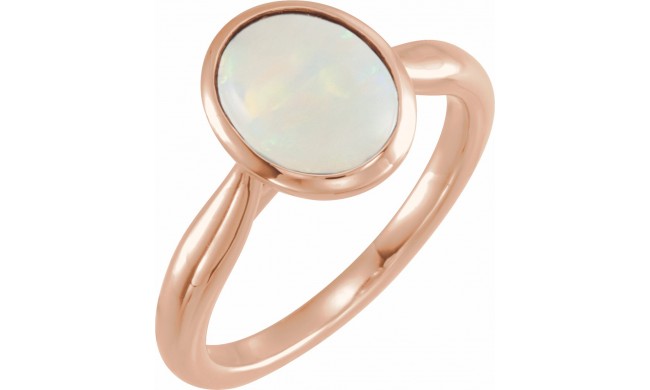 14K Rose 10x8 mm Oval Cabochon Ethiopian Opal Ring