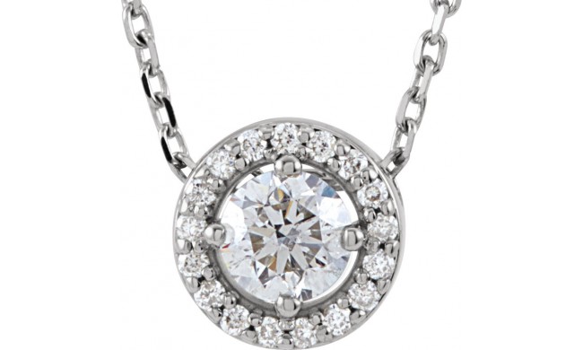 14K White 1/4 CTW Diamond Halo-Style 16 Necklace