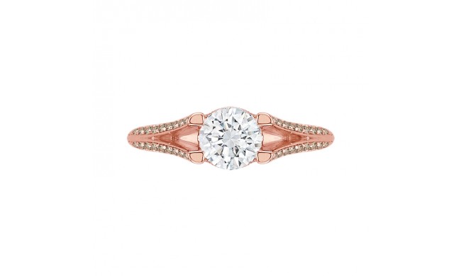 Shah Luxury 14K Rose Gold Brown Diamond Engagement Ring with Split Shank (Semi-Mount)