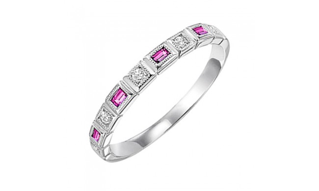 Gems One 10Kt White Gold Diamond (1/12Ctw) & Pink Sapphire (1/8 Ctw) Ring