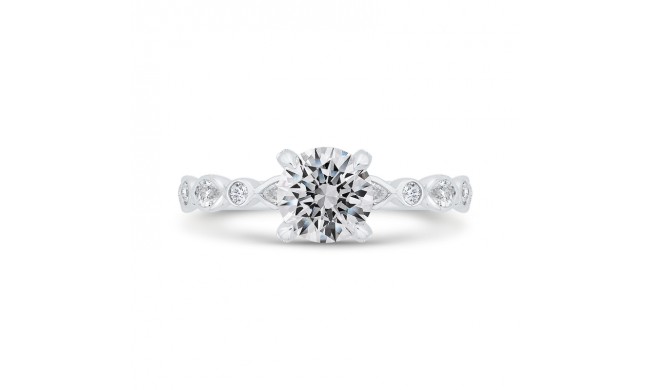 Shah Luxury 14K White Gold Bezel Set Round Diamond Engagement Ring (Semi-Mount)