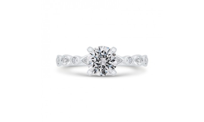Shah Luxury 14K White Gold Bezel Set Round Diamond Engagement Ring (Semi-Mount)