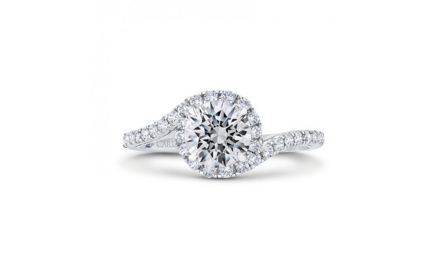 Shah Luxury 14K White Gold Round Diamond Halo Engagement Ring (Semi-Mount)