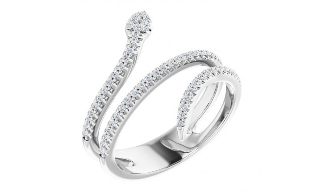 14K White 1/3 CTW Diamond Snake Ring
