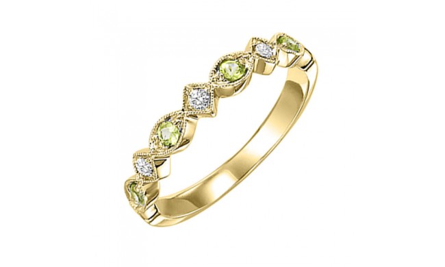 Gems One 14Kt Yellow Gold Diamond (1/20Ctw) & Peridot (1/6 Ctw) Ring