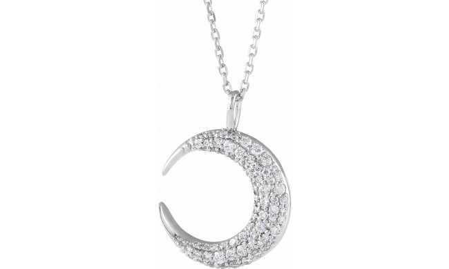 14K White 1/3 CTW Diamond Crescent Moon 16-18 Necklace