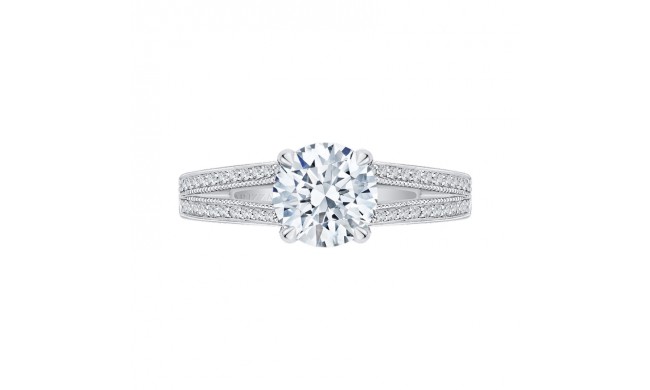 Shah Luxury 14K White Gold Round Diamond Engagement Ring with Split Shank (Semi-Mount)