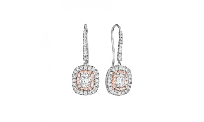 Henri Daussi Rose Platinum Diamond Drop Earrings