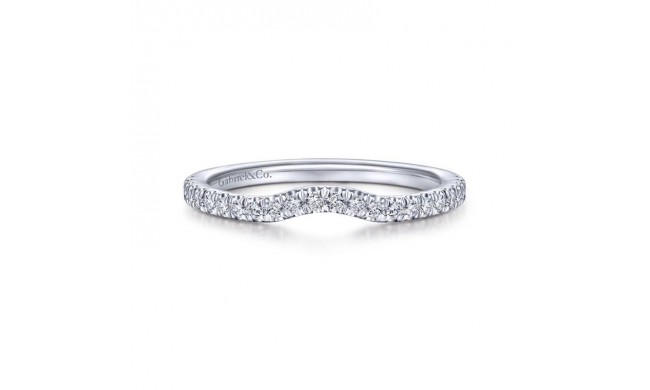 Gabriel & Co. 14k White Gold Contemporary Curved Wedding Band