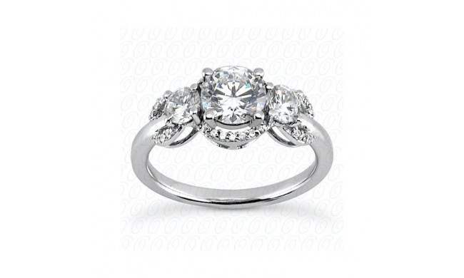 14k White Gold Diamond Semi-Mount 3 Stone Engagement Ring