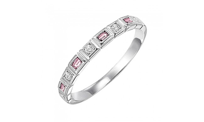 Gems One 10Kt White Gold Diamond (1/10Ctw) & Pink Tourmaline (1/6 Ctw) Ring