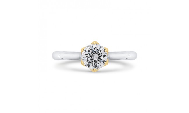Shah Luxury 14K Two-Tone Gold Round Diamond Solitaire Plus Engagement Ring (Semi-Mount)