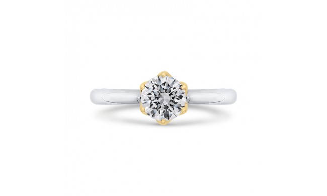 Shah Luxury 14K Two-Tone Gold Round Diamond Solitaire Plus Engagement Ring (Semi-Mount)