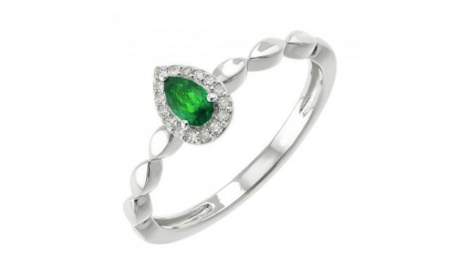 Gems One 10Kt White Gold Diamond (1/20Ctw) & Emerald (1/4 Ctw) Ring