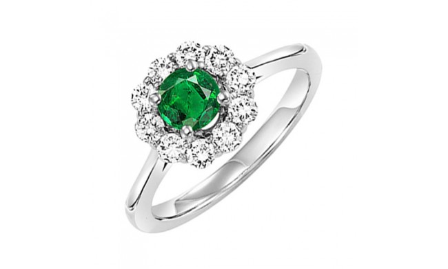 Gems One 14Kt White Gold Diamond (1/2Ctw) & Emerald (3/8 Ctw) Ring