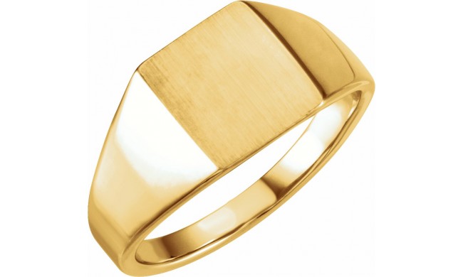 14K Yellow 12x10 mm Rectangle Signet Ring