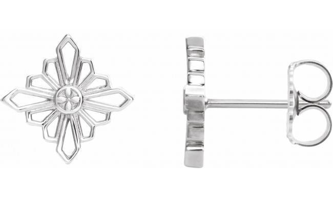 14K White Geometric Earrings with Backs